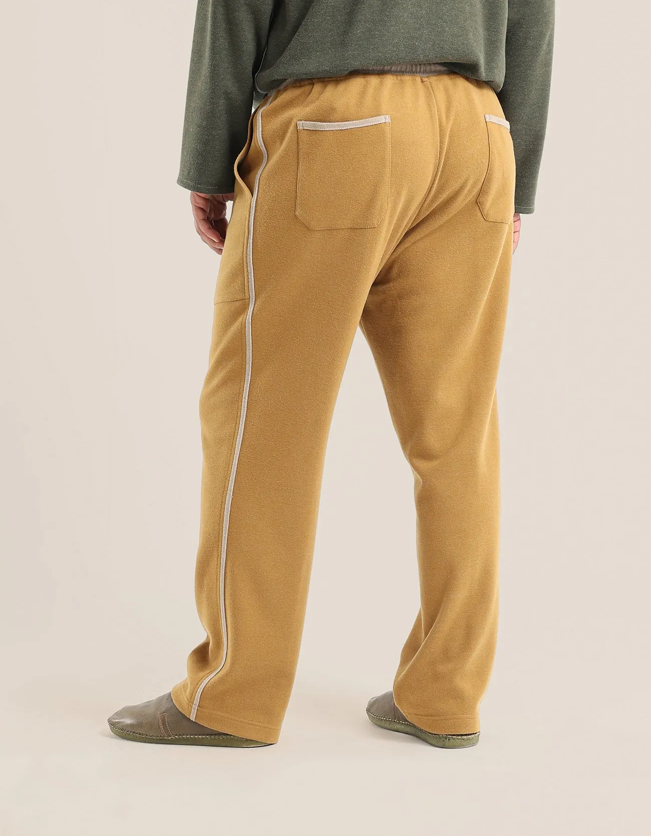 Reversible straight leg pants with elastic waistband