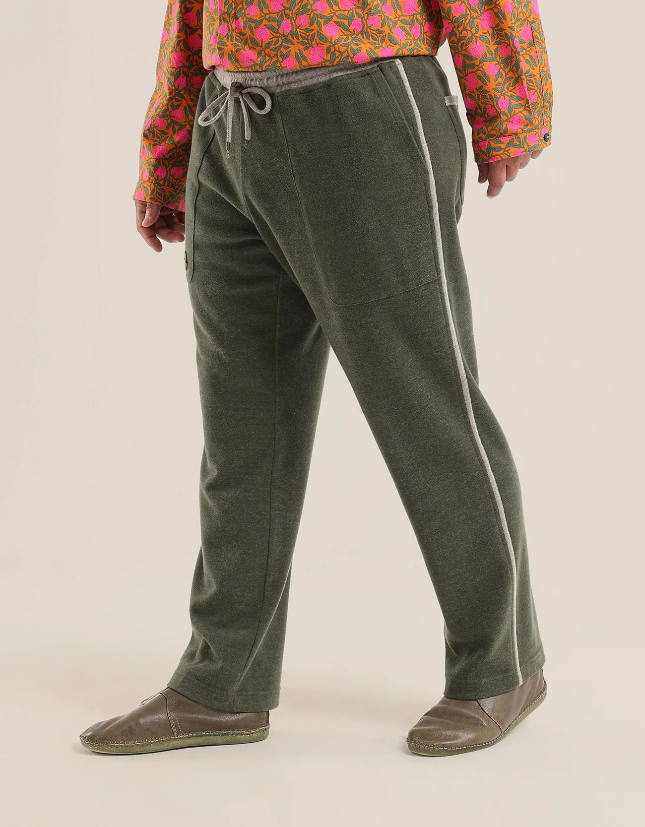 Reversible straight leg pants with elastic waistband