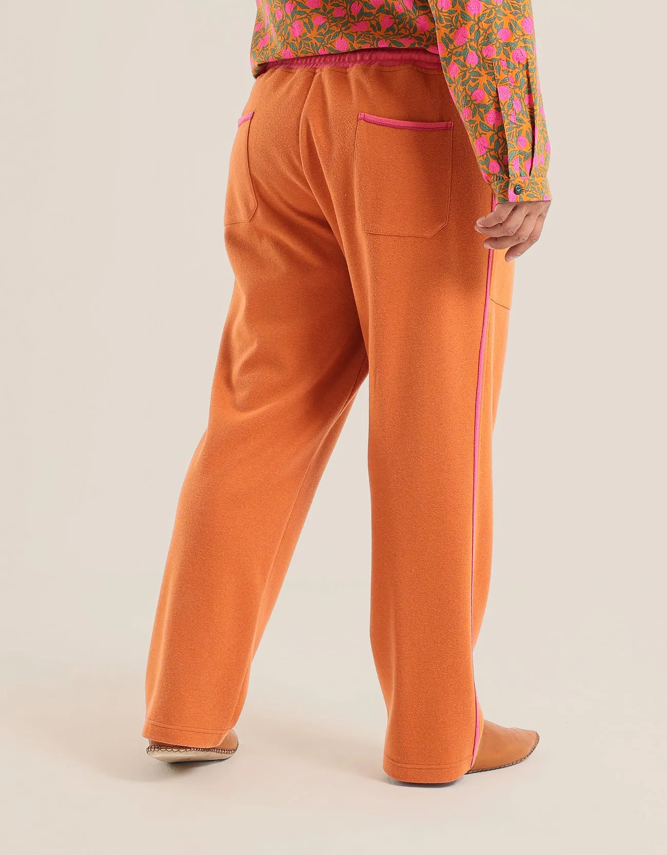 Reversible straight leg pants with elastic waistband