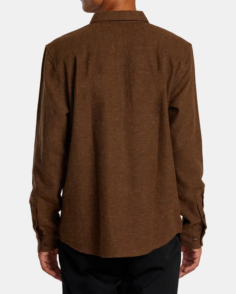 RVCA HARVEST NEPS LONG SLEEVE FLANNEL SHIRT - BOMBAY BROWN