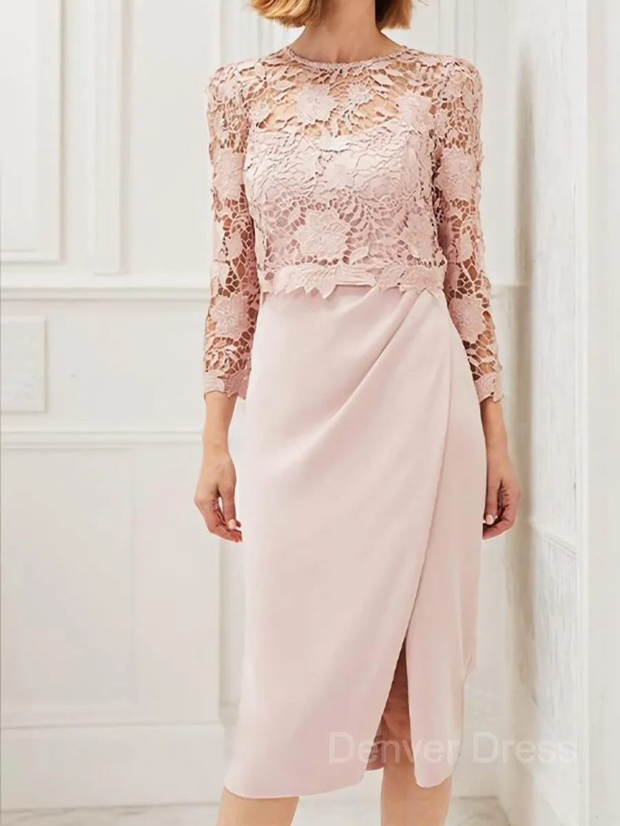 Sheath Scoop Tea-Length Stretch Crepe Mother of the Bride Dresses With Applique