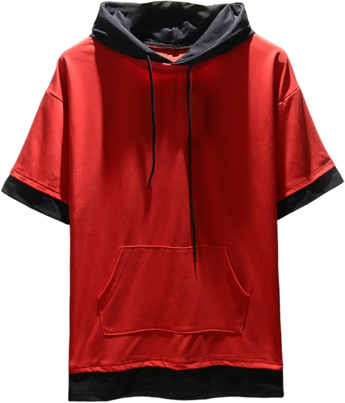 Short Sleeve Hoodies for Men Pocket Loose Fit Casual Pullover Tshirt Summer Sports Lightweight Party Work Stylish Shirt