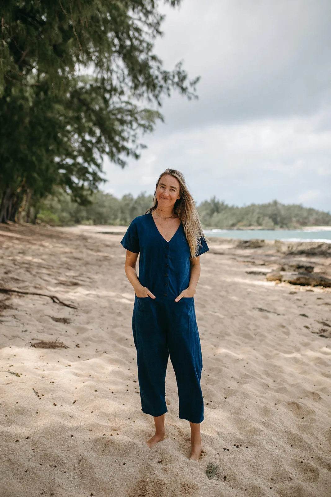 Short Sleeve Light Indigo Jumpsuit (XS-XL)