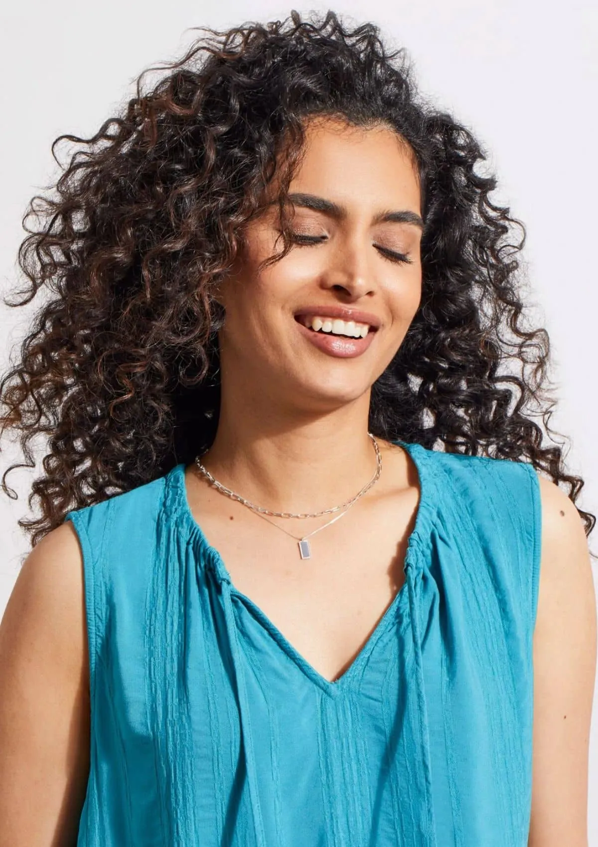 Sleeveless Blouse with Tie - Lagoon Mist