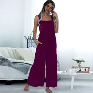 Sleeveless Spaghetti Strap Wide Legs Jumpsuits