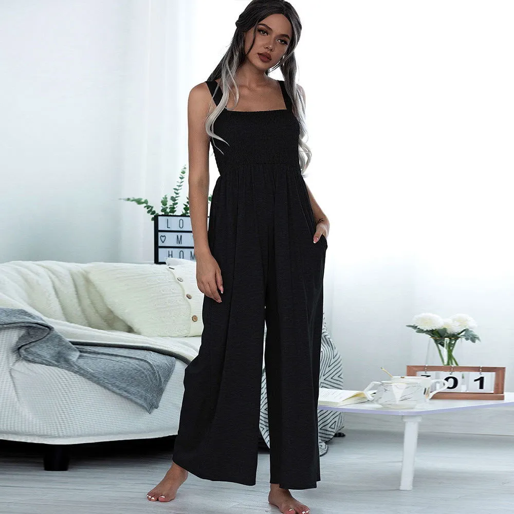 Sleeveless Spaghetti Strap Wide Legs Jumpsuits
