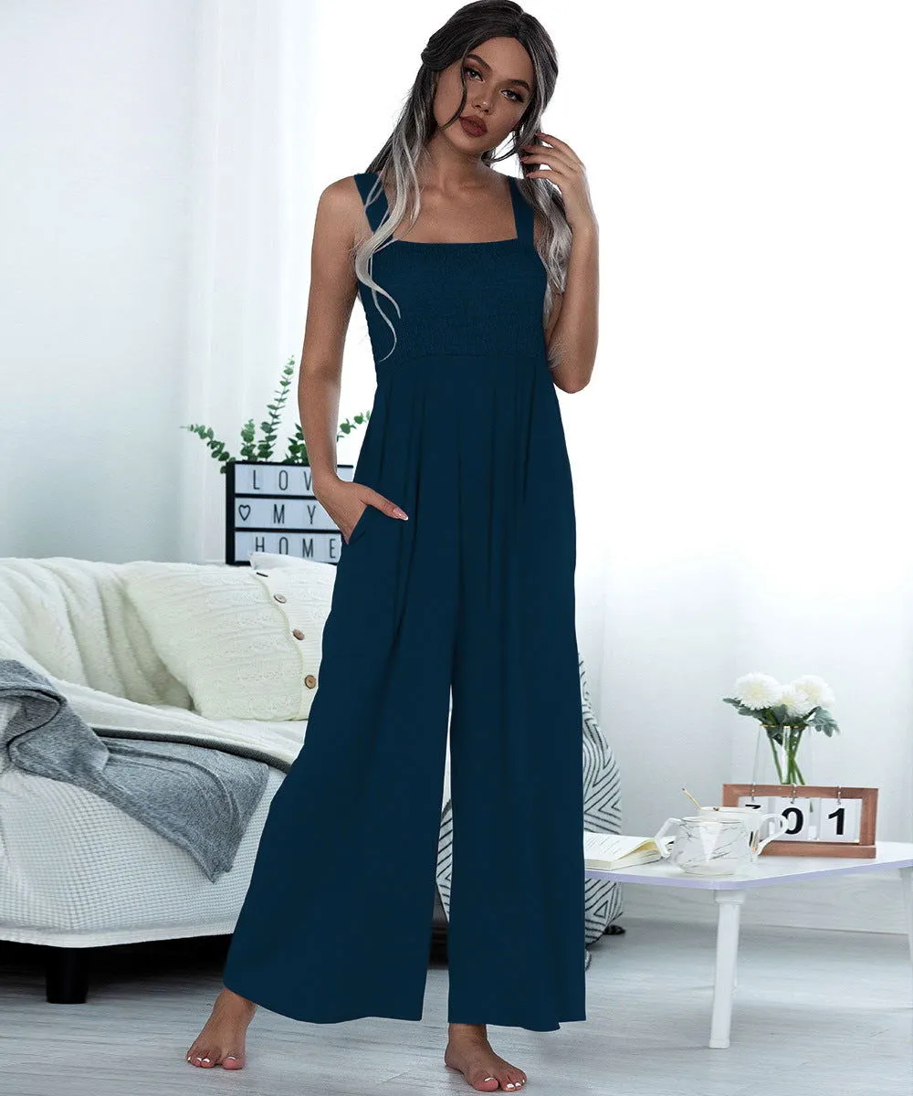 Sleeveless Spaghetti Strap Wide Legs Jumpsuits