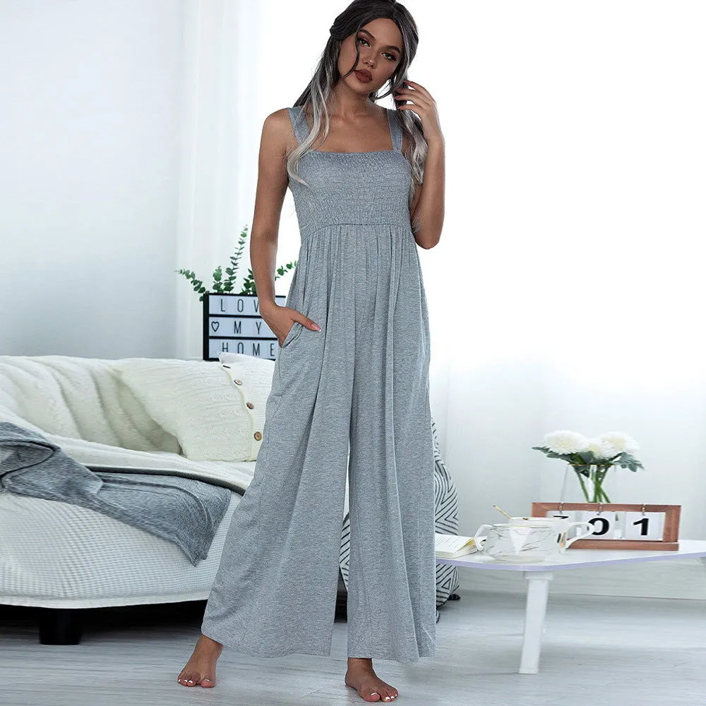 Sleeveless Spaghetti Strap Wide Legs Jumpsuits