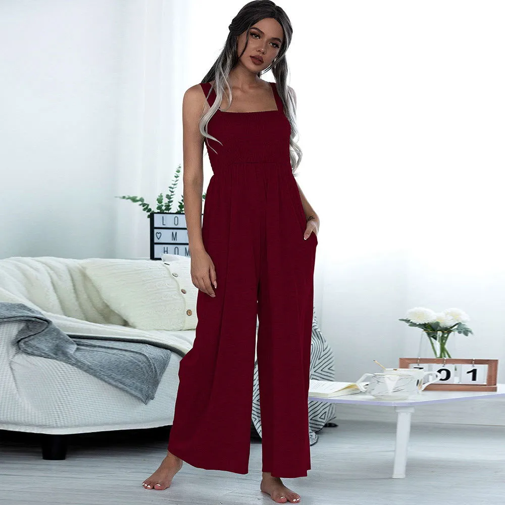 Sleeveless Spaghetti Strap Wide Legs Jumpsuits