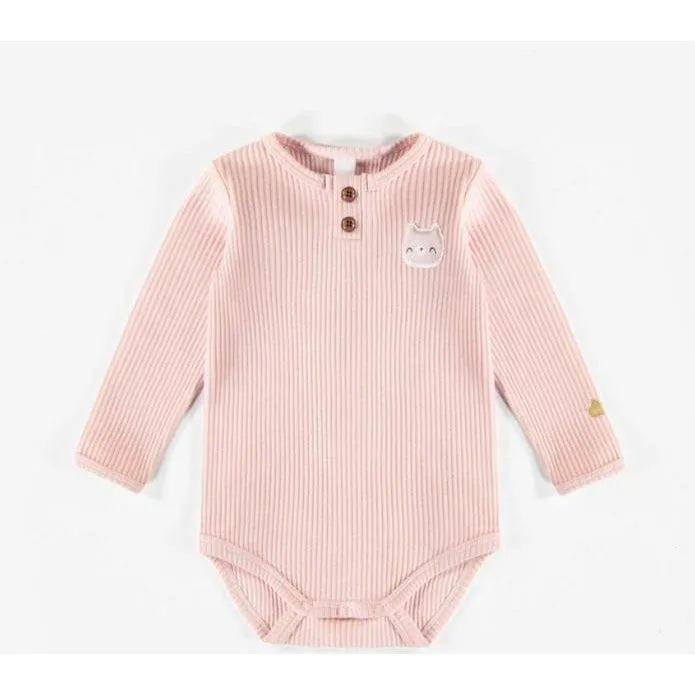 Souris Mini Organic Cotton Henley Collar Bodysuit   Leggings, Pink