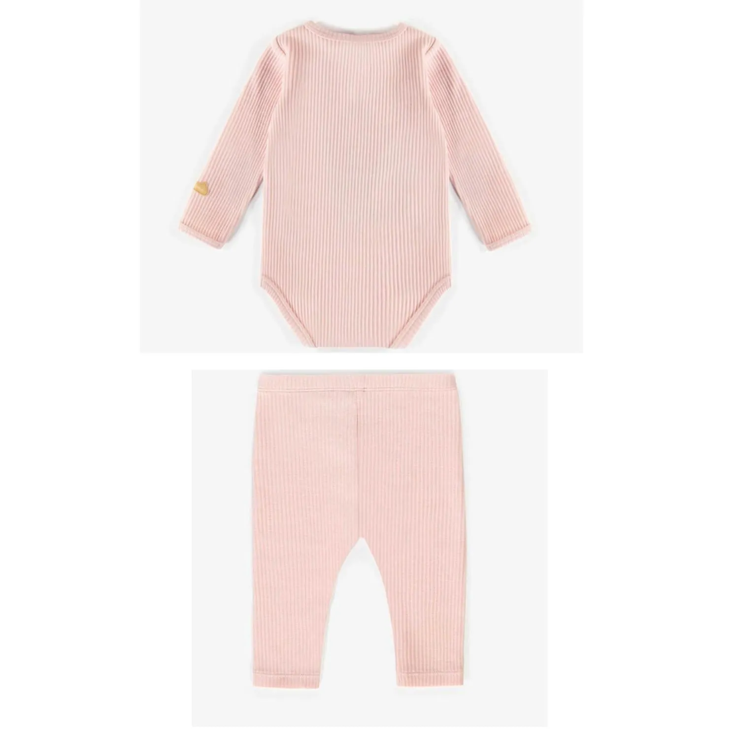 Souris Mini Organic Cotton Henley Collar Bodysuit   Leggings, Pink