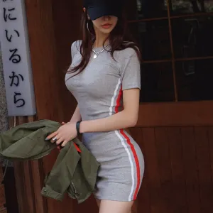 South Korea Sexy Cotton Summer Short Sleeve Dress