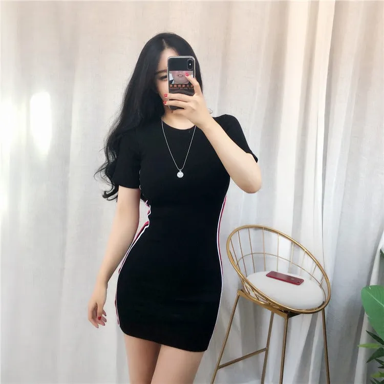South Korea Sexy Cotton Summer Short Sleeve Dress