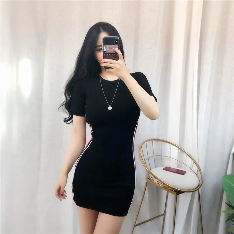 South Korea Sexy Cotton Summer Short Sleeve Dress