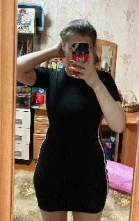 South Korea Sexy Cotton Summer Short Sleeve Dress
