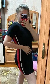 South Korea Sexy Cotton Summer Short Sleeve Dress