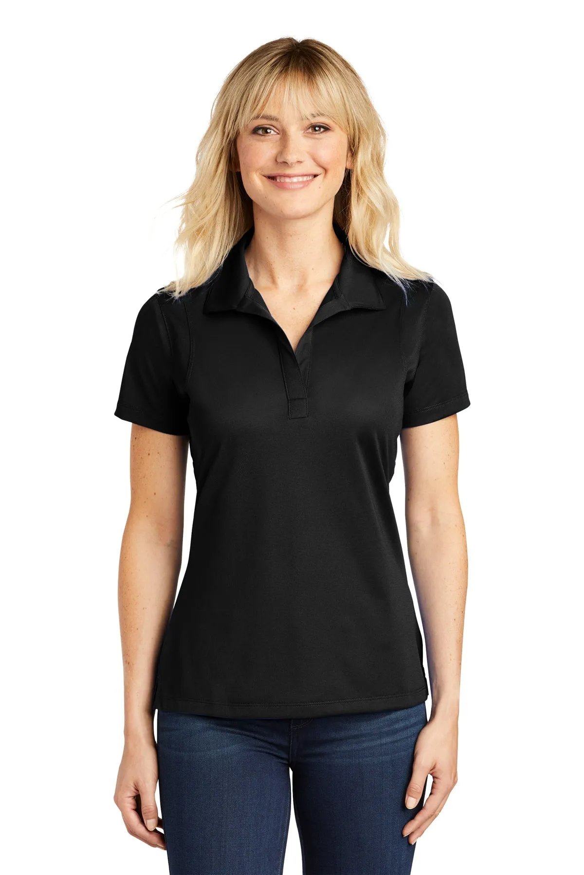 Sport-Tek Ladies Micropique Branded Sport-Wick Polos, Black