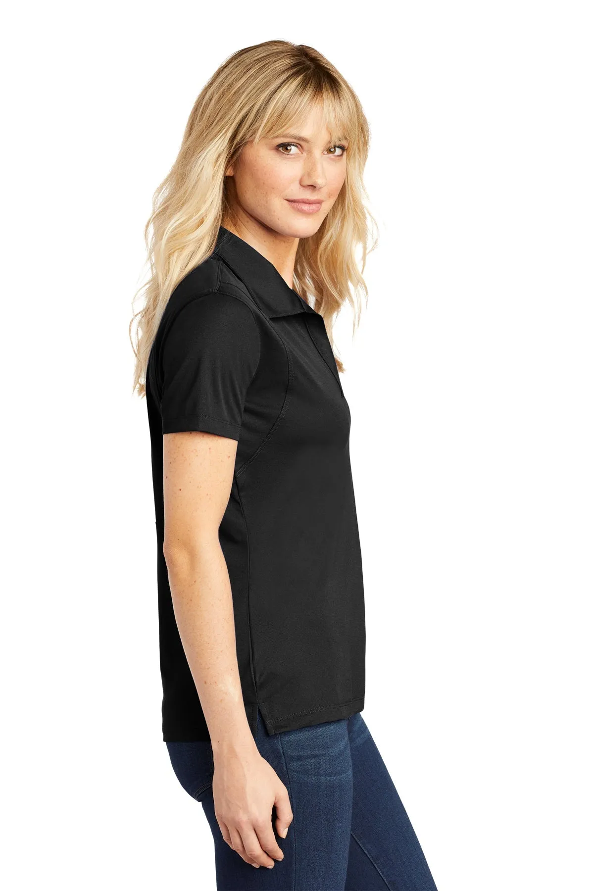 Sport-Tek Ladies Micropique Branded Sport-Wick Polos, Black