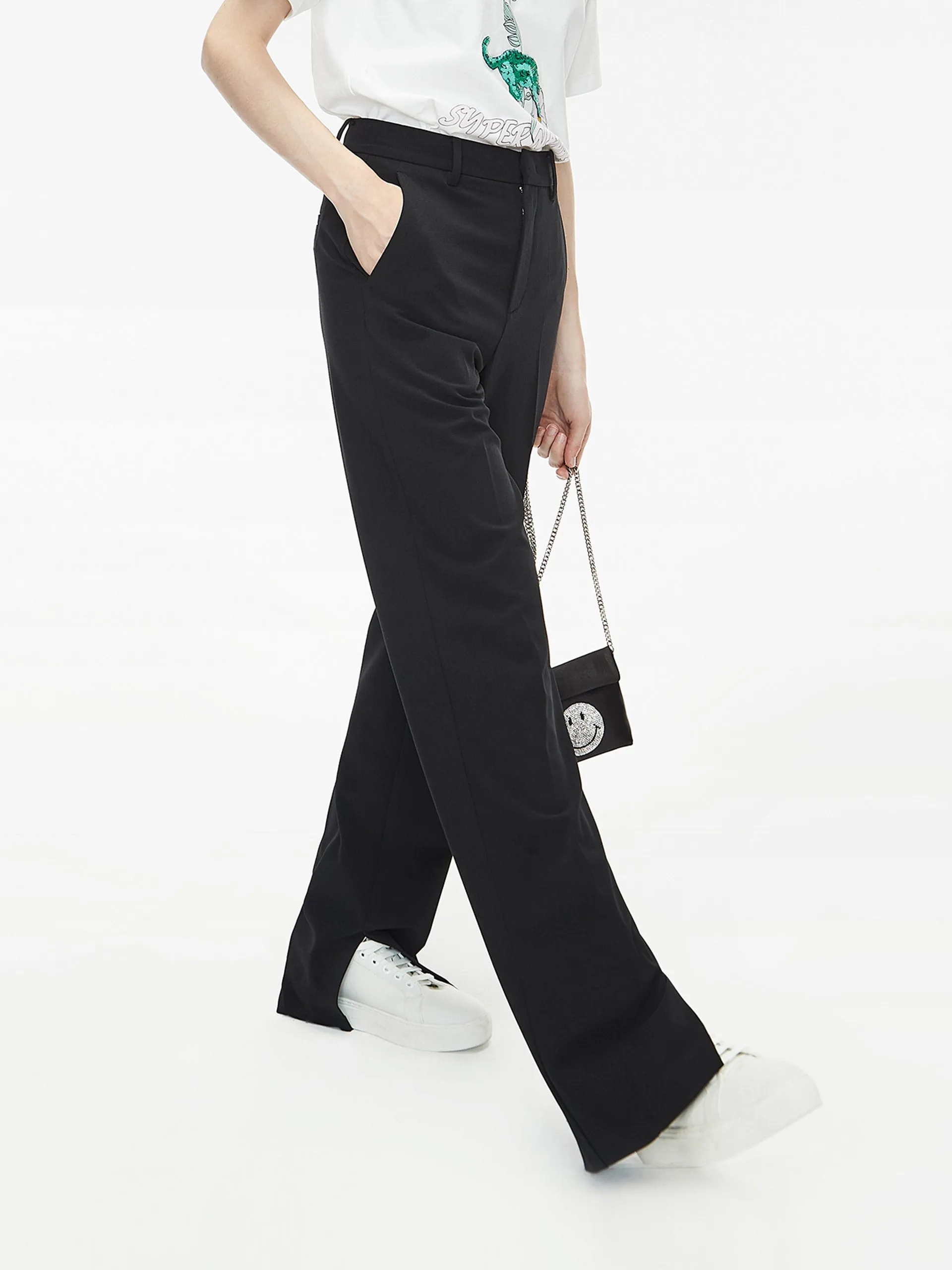 Straight Side Slit Suit Pants