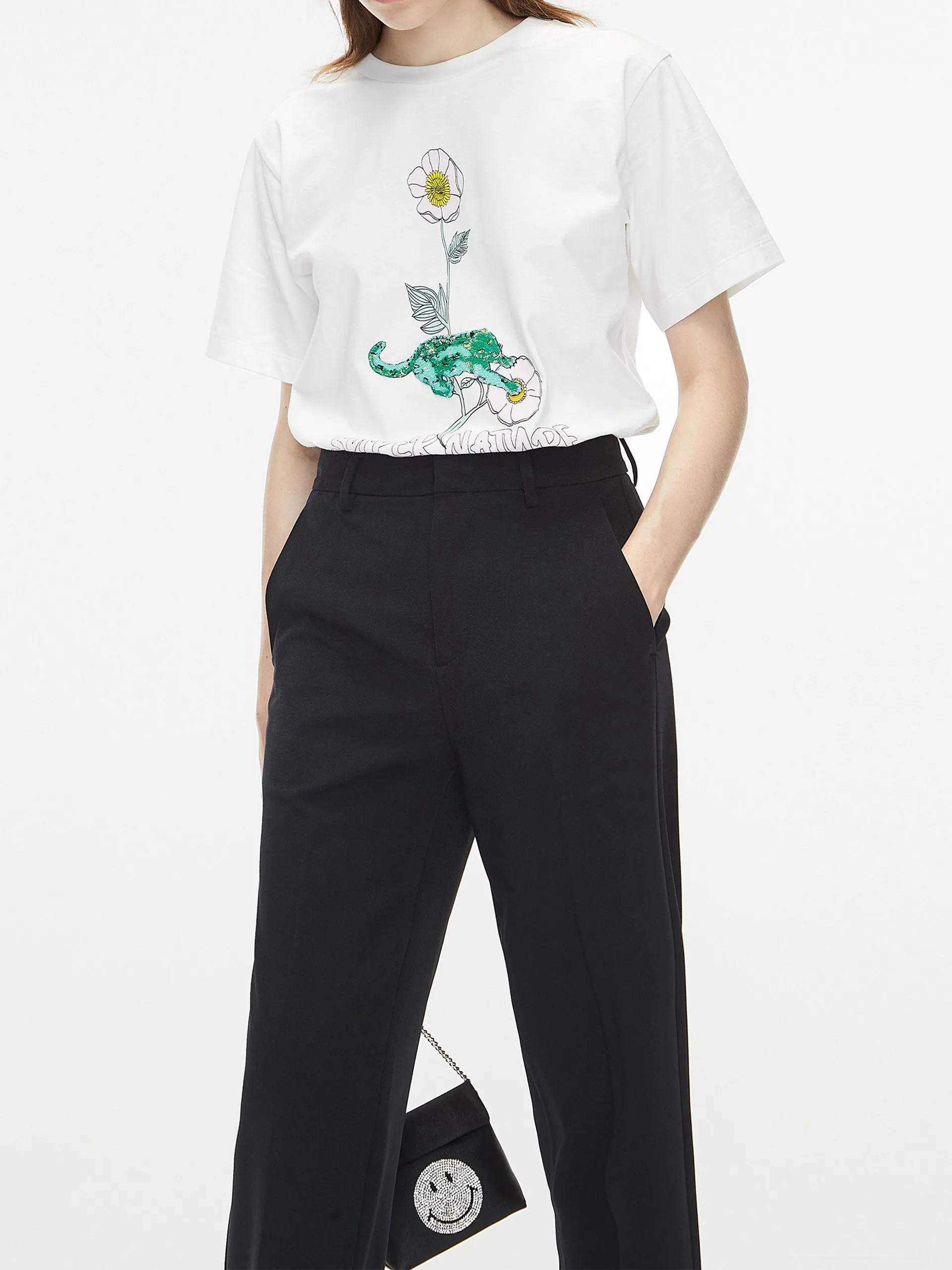 Straight Side Slit Suit Pants