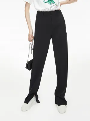 Straight Side Slit Suit Pants