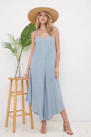 Tencel Wide Slanted Leg Cami Jumpsuit