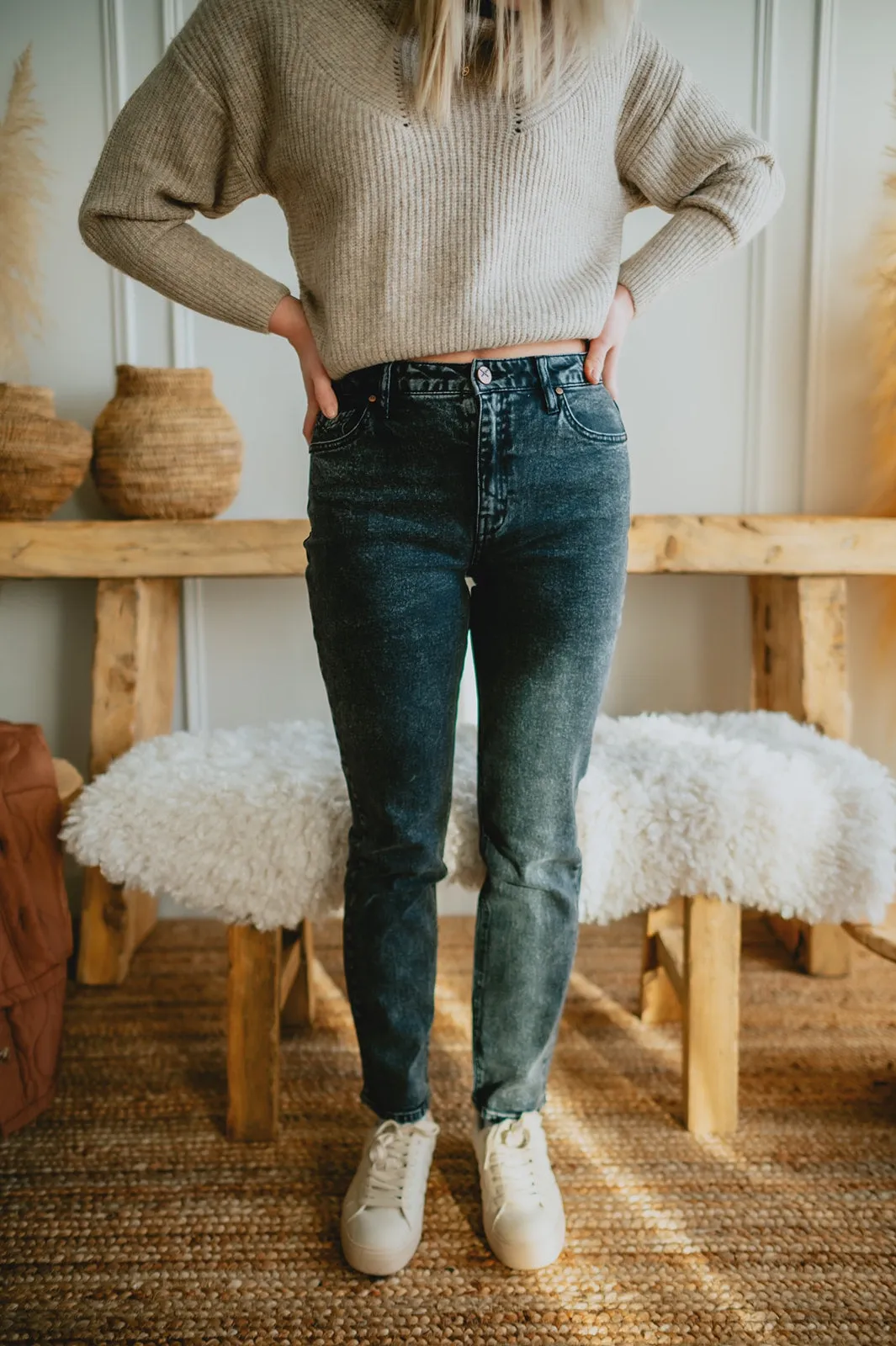 The Joan High Rise Cigarette Denim - Spry