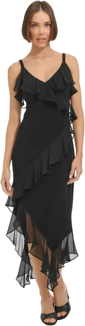 Tommy Hilfiger Women's Sleeveless V-Neck Mixed Media Slip Dress
