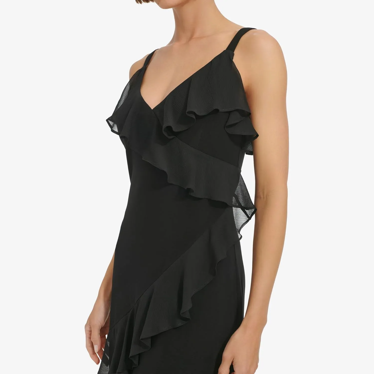 Tommy Hilfiger Women's Sleeveless V-Neck Mixed Media Slip Dress