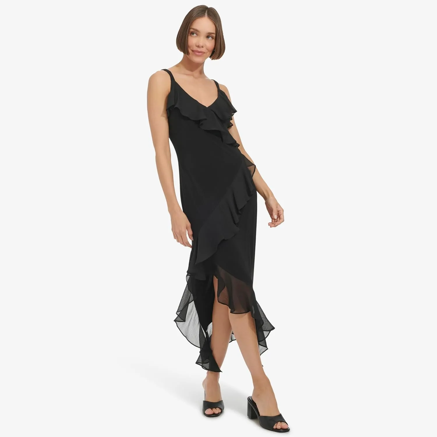 Tommy Hilfiger Women's Sleeveless V-Neck Mixed Media Slip Dress