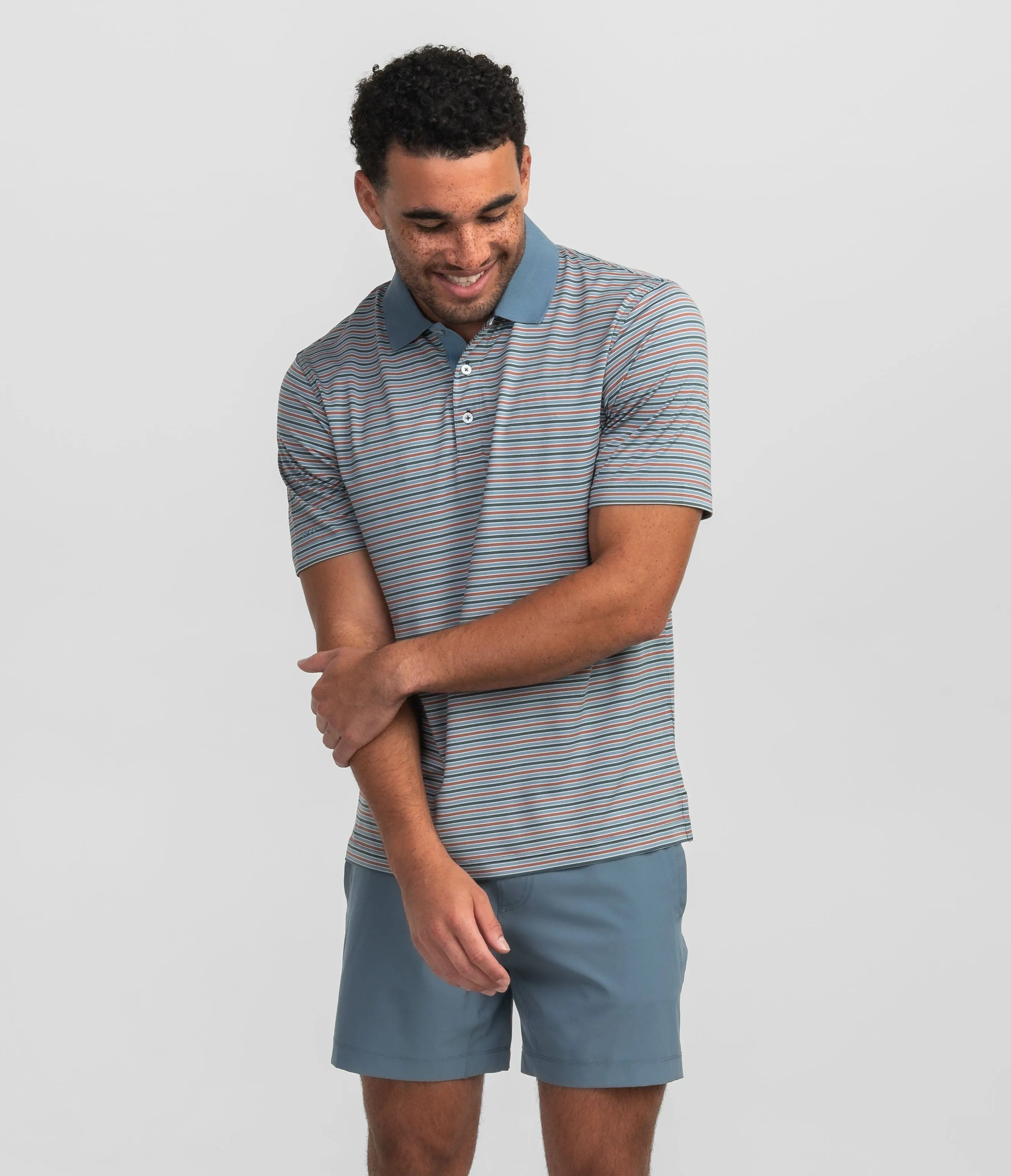 Tucker Stripe Polo - Country Blue