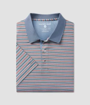 Tucker Stripe Polo - Country Blue