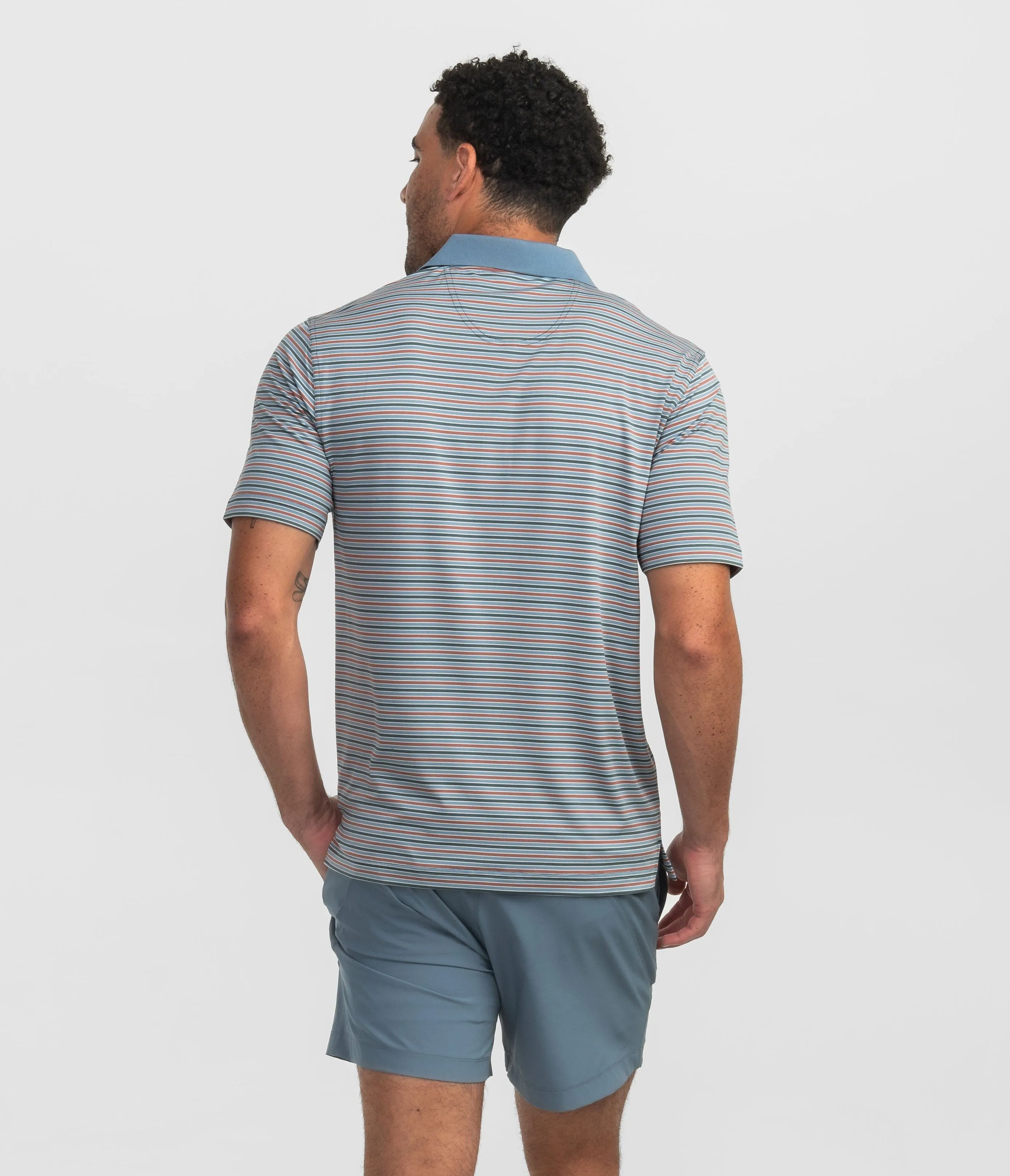 Tucker Stripe Polo - Country Blue