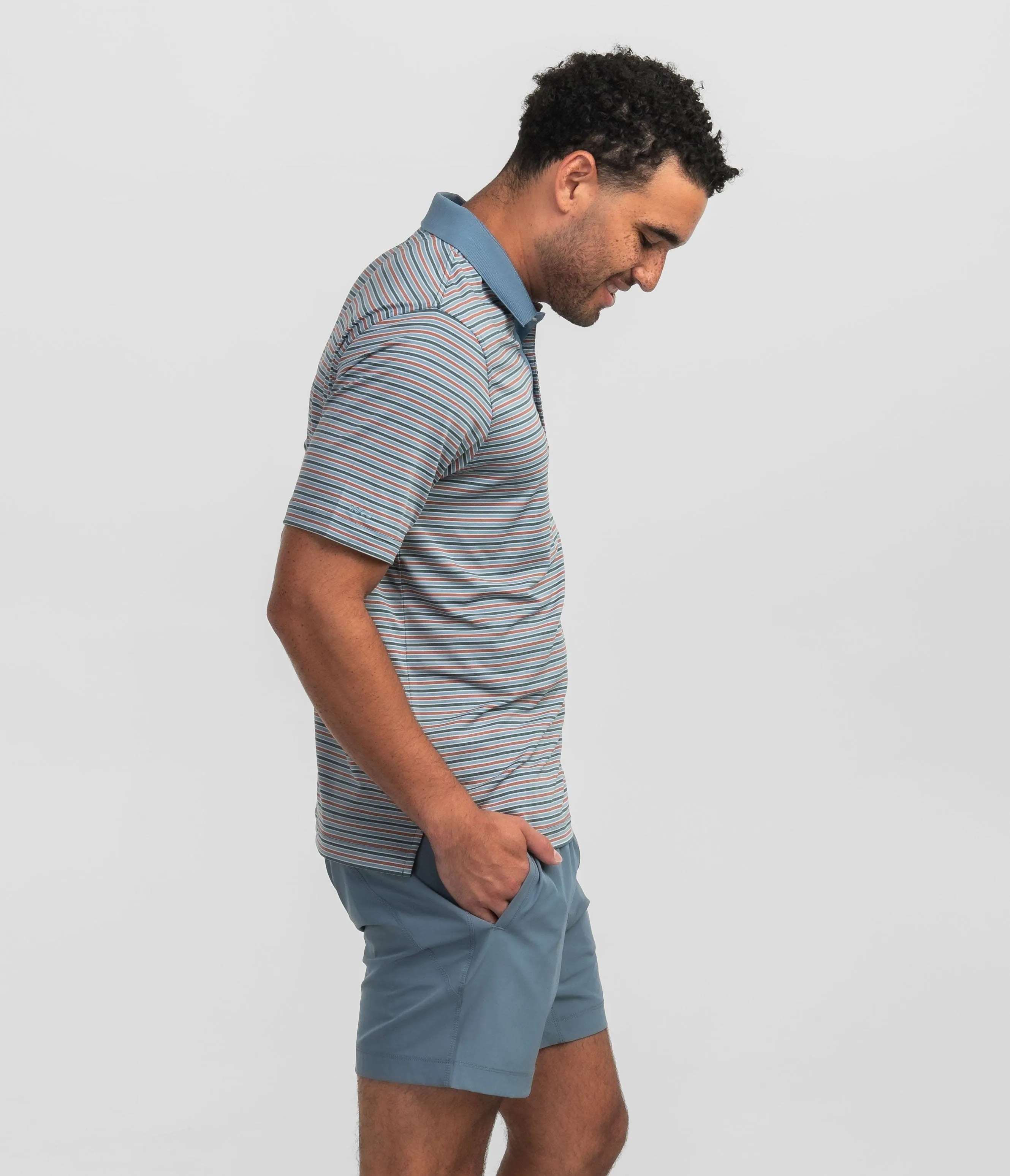 Tucker Stripe Polo - Country Blue
