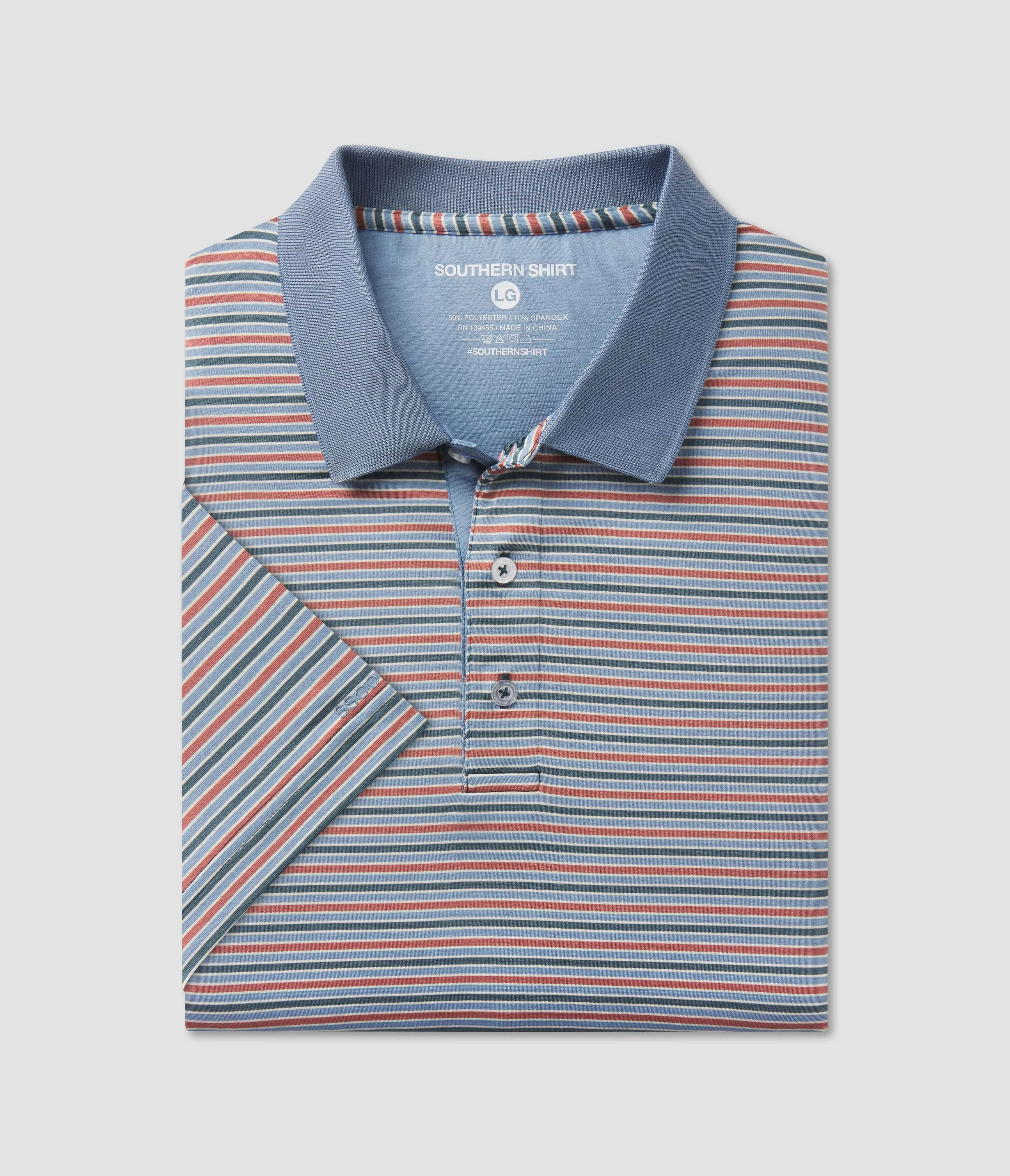 Tucker Stripe Polo - Country Blue