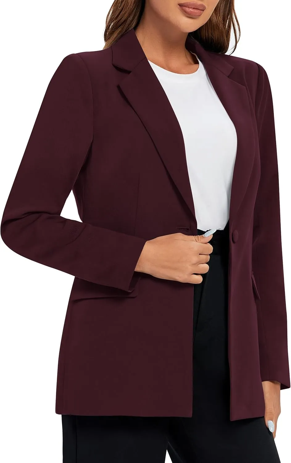 Urban CoCo Women's Casual Blazers Open Front Lapel Button Long Sleeve Office Work Suit Jacket