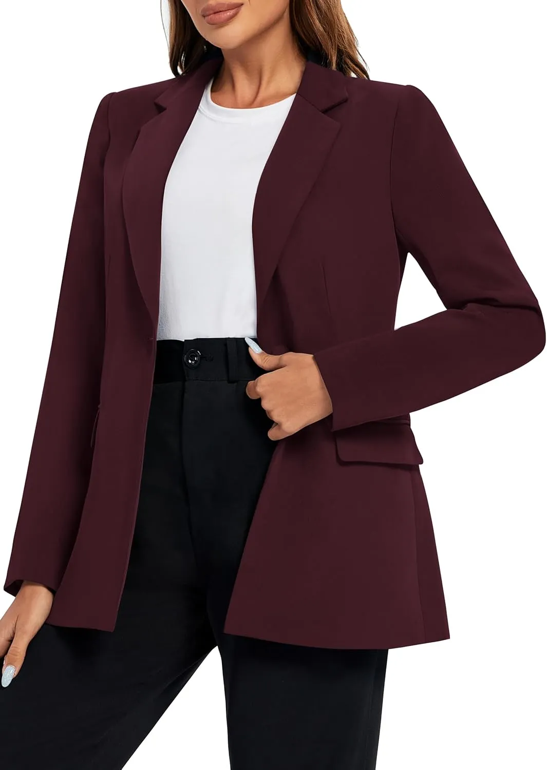 Urban CoCo Women's Casual Blazers Open Front Lapel Button Long Sleeve Office Work Suit Jacket
