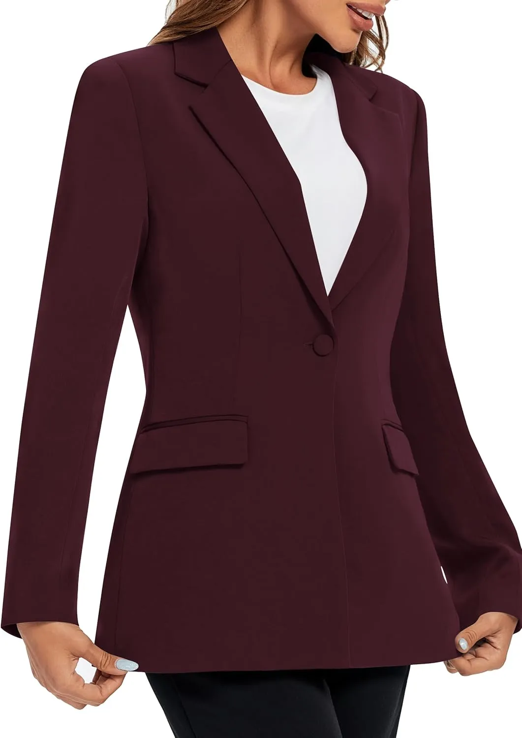 Urban CoCo Women's Casual Blazers Open Front Lapel Button Long Sleeve Office Work Suit Jacket