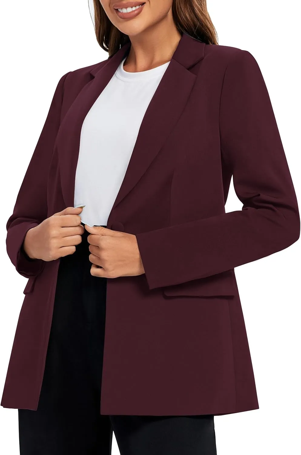 Urban CoCo Women's Casual Blazers Open Front Lapel Button Long Sleeve Office Work Suit Jacket