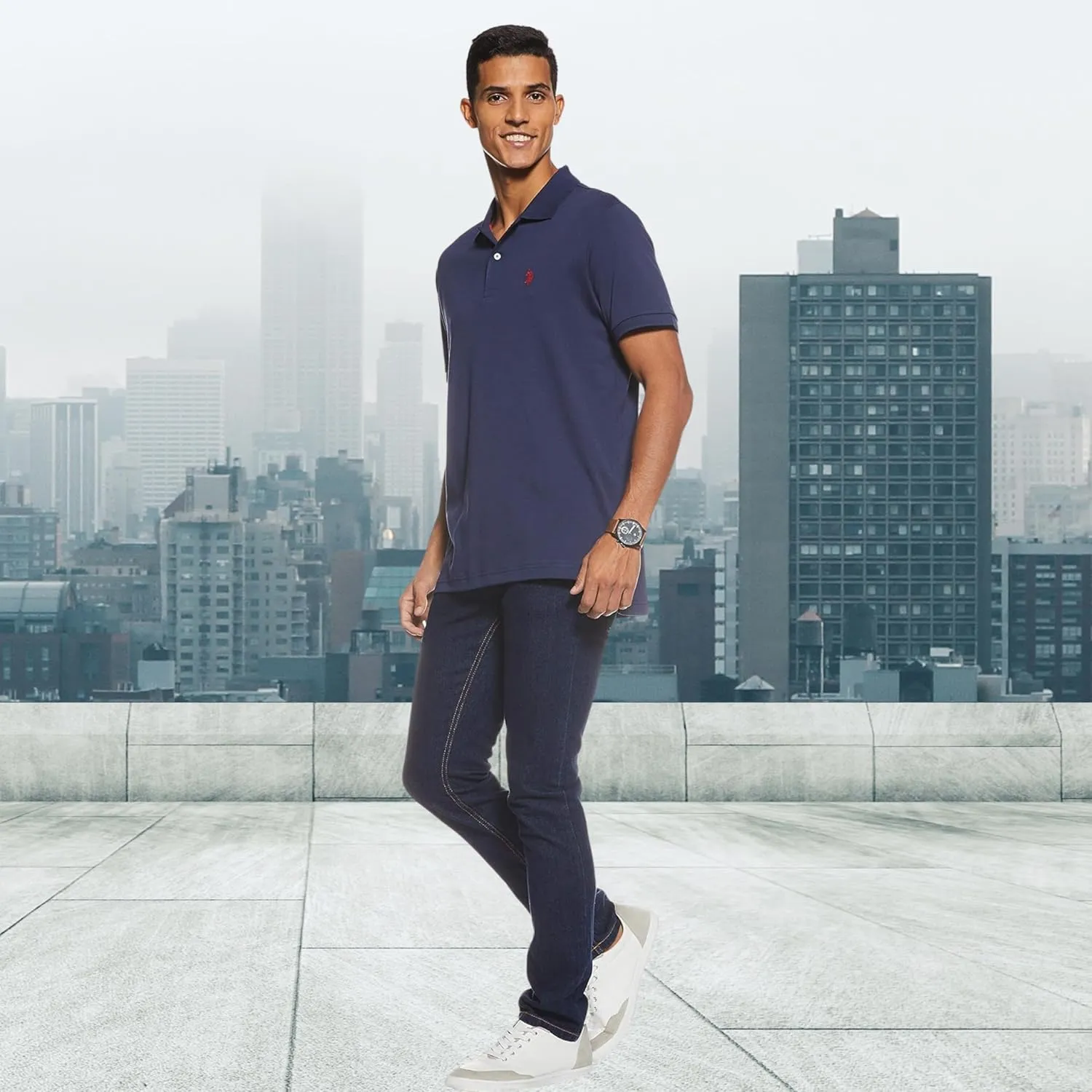 U.S. Polo Assn. Men's Solid Short Sleeve Interlock Polo Shirt, Golf Shirts for Men, Business Casual Polos