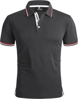 V VALANCH Mens Golf Polo Shirts Short Sleeve Moisture Wicking Golf Polo Shirts Collared Athletic Tennis Shirt