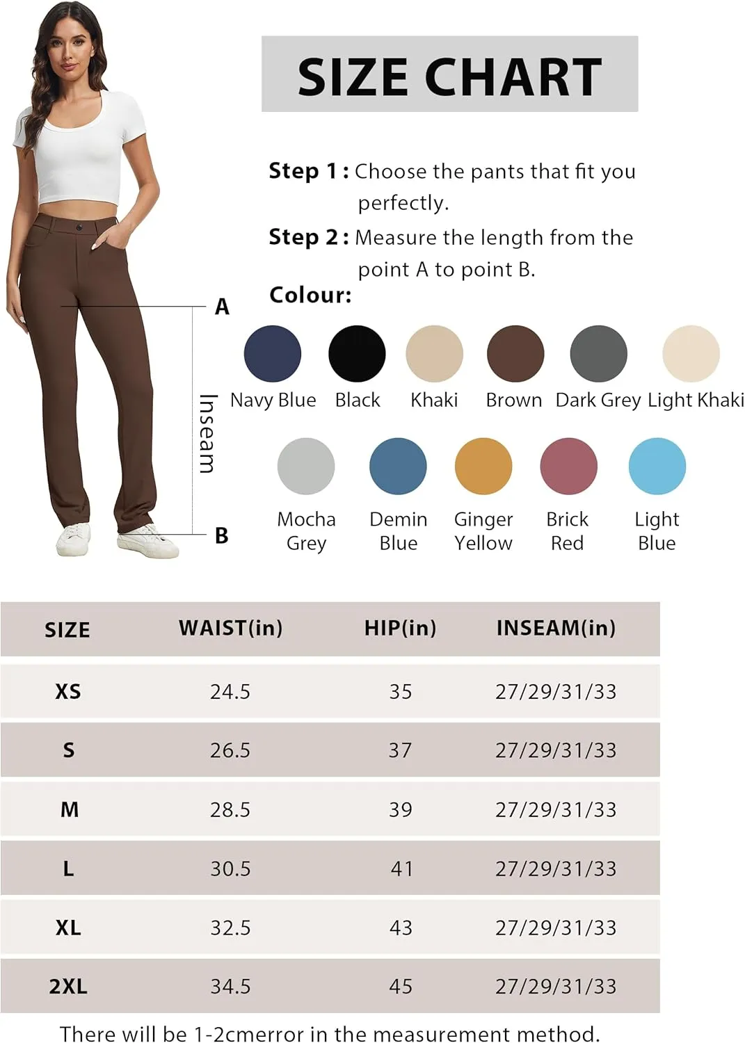 VIMPEP Womens Stretchy Yoga Dress Pants Straight Leg with Pockets Casual Petite/Regular 1202