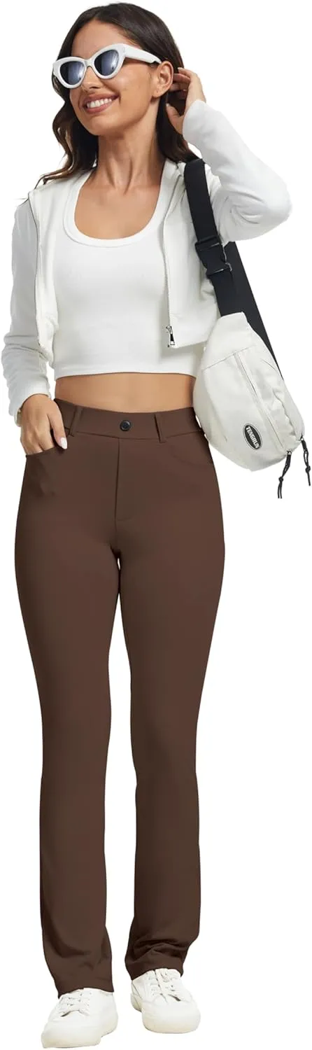 VIMPEP Womens Stretchy Yoga Dress Pants Straight Leg with Pockets Casual Petite/Regular 1202