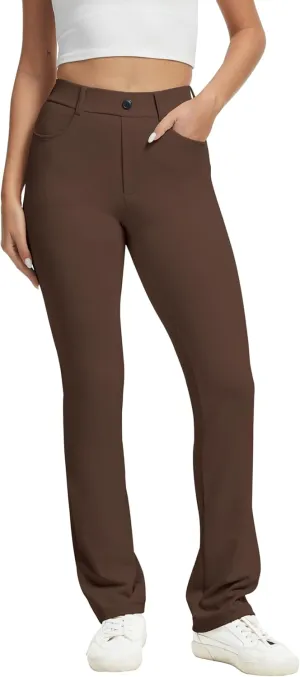 VIMPEP Womens Stretchy Yoga Dress Pants Straight Leg with Pockets Casual Petite/Regular 1202