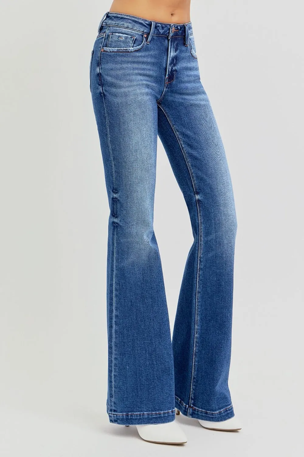 Vintage Vibe Low Rise Flare Jeans with Pockets