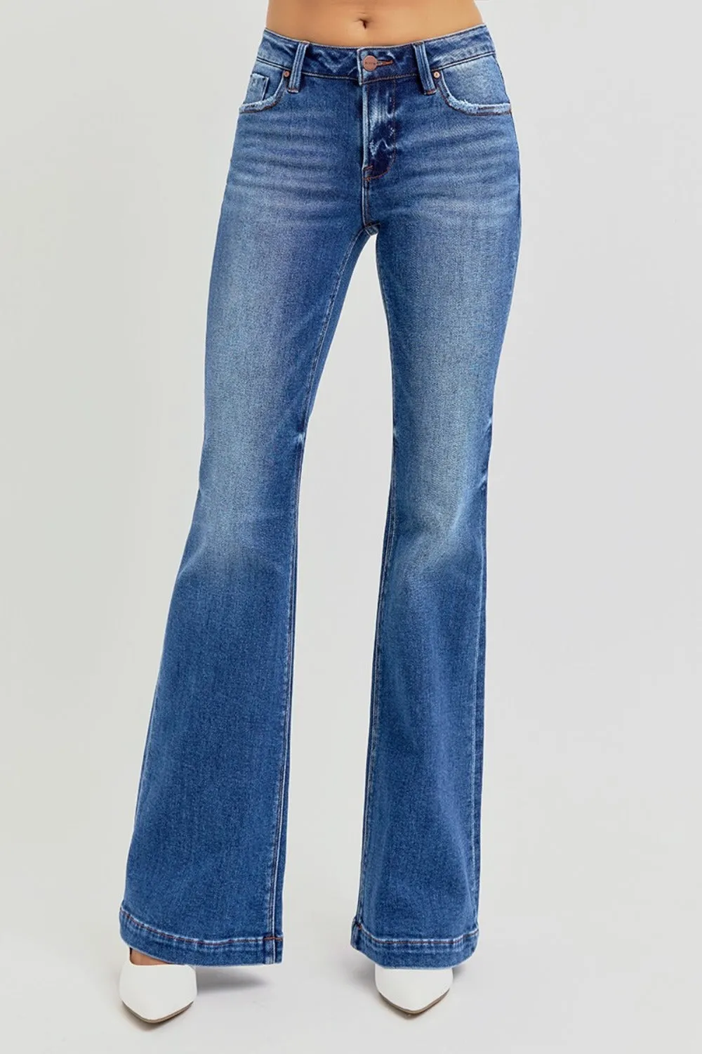 Vintage Vibe Low Rise Flare Jeans with Pockets