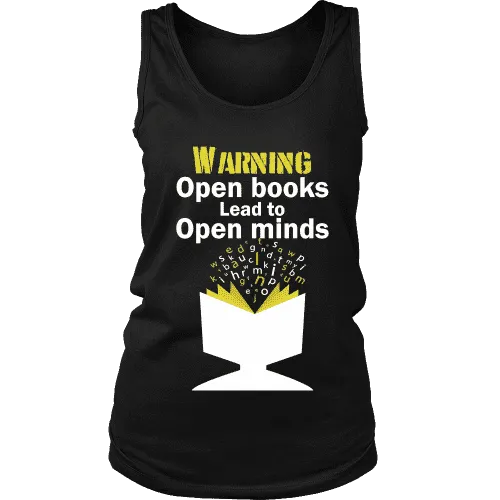 Warning! Open books lead to open minds Womens Tank