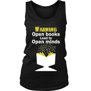 Warning! Open books lead to open minds Womens Tank