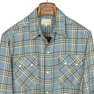 Washed flannel pearlsnap shirt in Rogue River plaid cotton