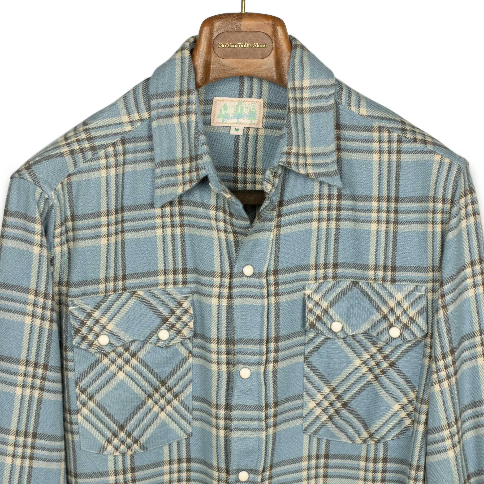 Washed flannel pearlsnap shirt in Rogue River plaid cotton
